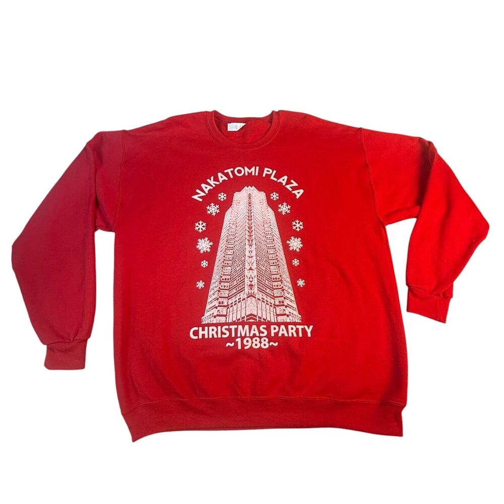Die Hard Nakatomi Plaza Christmas Party 1988 Sweatshirt Red Crewneck Men's XL
